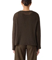 Eileen Fisher Organic Cotton Knit Crew Neck Long Sleeve Sweater