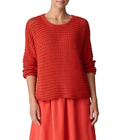 Eileen Fisher Organic Cotton Knit Crew Neck Long Sleeve Sweater