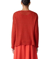 Eileen Fisher Organic Cotton Knit Crew Neck Long Sleeve Sweater