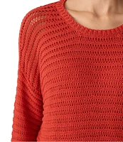 Eileen Fisher Organic Cotton Knit Crew Neck Long Sleeve Sweater