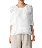 Eileen Fisher Organic Cotton Knit Crew Neck Long Sleeve Sweater