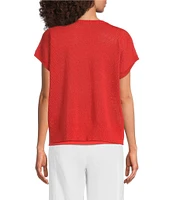 Eileen Fisher Organic Cotton Linen Blend Round Neck Short Sleeve Tee