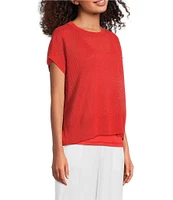 Eileen Fisher Organic Cotton Linen Blend Round Neck Short Sleeve Tee