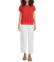 Eileen Fisher Organic Cotton Linen Blend Round Neck Short Sleeve Tee