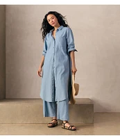 Eileen Fisher Organic Cotton Mid Rise Twill Wide Leg Pants