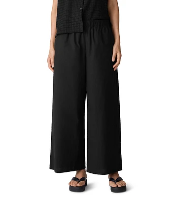 Eileen Fisher Organic Cotton Poplin Wide Leg Ankle Pants