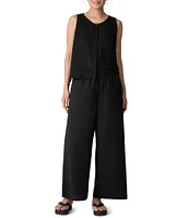 Eileen Fisher Organic Cotton Poplin Wide Leg Ankle Pants