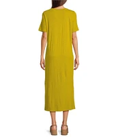Eileen Fisher Organic Cotton Slub Jersey Crew Neck Short Sleeve Dress