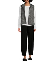 Eileen Fisher Organic Cotton Stand Collar Zip Front Vest