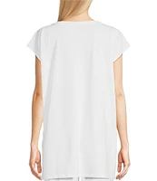 Eileen Fisher Organic Cotton Stretch Jersey Scoop Neck Short Sleeve Boxy Tunic