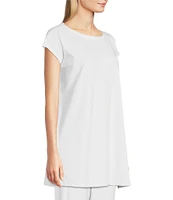 Eileen Fisher Organic Cotton Stretch Jersey Scoop Neck Short Sleeve Boxy Tunic