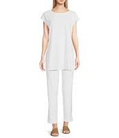 Eileen Fisher Organic Cotton Stretch Jersey Scoop Neck Short Sleeve Boxy Tunic