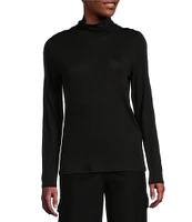 Eileen Fisher Organic Cotton Tencel™ Sheer Knit Turtleneck Long Sleeve Slim Top