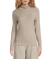 Eileen Fisher Organic Cotton Tencel™ Sheer Knit Turtleneck Long Sleeve Slim Top