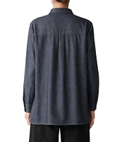 Eileen Fisher Organic Cotton Twill Classic Collar Long Sleeve Shirt