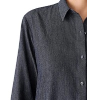 Eileen Fisher Organic Cotton Twill Classic Collar Long Sleeve Shirt
