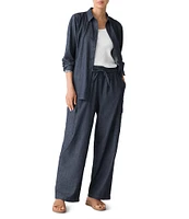 Eileen Fisher Organic Cotton Twill Elastic Tie Waist Cargo Pants