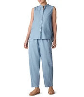 Eileen Fisher Organic Cotton Twill Mandarin Collar Sleeveless Top