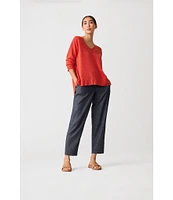 Eileen Fisher Organic Cotton Twill Pull-On Ankle Pants