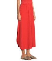 Eileen Fisher Organic Cotton Washed Poplin Elastic Waist A-Line Skirt