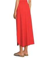 Eileen Fisher Organic Cotton Washed Poplin Elastic Waist A-Line Skirt