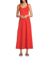 Eileen Fisher Organic Cotton Washed Poplin Elastic Waist A-Line Skirt