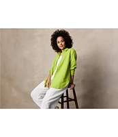 Eileen Fisher Organic Handkerchief Linen Classic Collar Long Sleeve Shirt