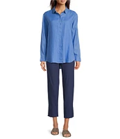 Eileen Fisher Organic Handkerchief Linen Classic Collar Long Sleeve Shirt