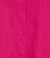 Eileen Fisher Organic Handkerchief Linen Mandarin Collar Short Sleeve Top