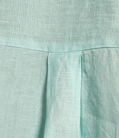 Eileen Fisher Organic Handkerchief Linen Point Collar Long Sleeve Short Shirt