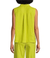 Eileen Fisher Organic Handkerchief Linen Point Collar Sleeveless Button Front Shirt