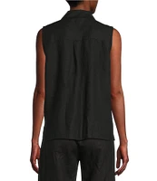 Eileen Fisher Organic Handkerchief Linen Point Collar Sleeveless Button Front Shirt