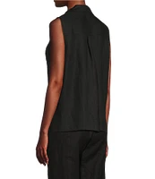 Eileen Fisher Organic Handkerchief Linen Point Collar Sleeveless Button Front Shirt