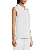 Eileen Fisher Organic Handkerchief Linen Point Collar Sleeveless Button Front Shirt