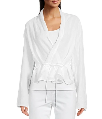 Eileen Fisher Organic Handkerchief Linen Shawl Collar Long Sleeve Jacket