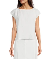 Eileen Fisher Organic Linen Ballet Neck Cap Sleeve Top