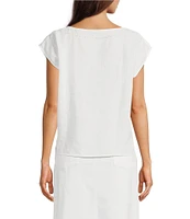 Eileen Fisher Organic Linen Ballet Neck Cap Sleeve Top