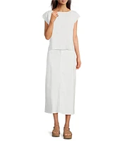 Eileen Fisher Organic Linen Ballet Neck Cap Sleeve Top