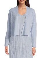 Eileen Fisher Organic Linen Blend Knit Open Front Long Sleeve Cardigan