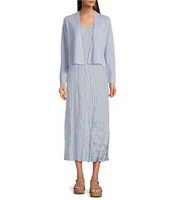 Eileen Fisher Organic Linen Blend Knit Open Front Long Sleeve Cardigan