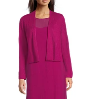 Eileen Fisher Organic Linen Blend Knit Open Front Long Sleeve Cardigan