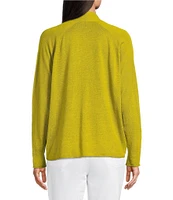 Eileen Fisher Organic Linen Blend Open Front Straight Hem Long Sleeve Cardigan