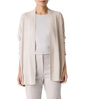 Eileen Fisher Organic Linen Blend Open Front Long Sleeve Cardigan