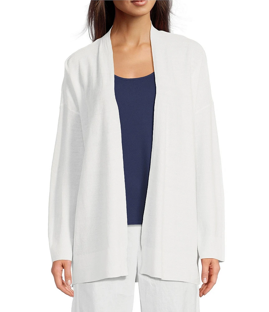 Eileen Fisher Organic Linen Blend Open Front Long Sleeve Cardigan