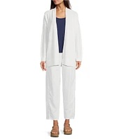 Eileen Fisher Organic Linen Blend Open Front Long Sleeve Cardigan