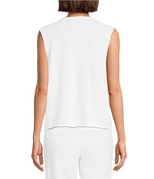 Eileen Fisher Organic Linen Blend V-Neck Sleeveless Tie Vest