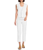 Eileen Fisher Organic Linen Blend V-Neck Sleeveless Tie Vest