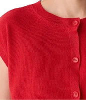 Eileen Fisher Organic Linen Cotton Blend Crew Neck Cap Sleeve Vest