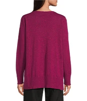 Eileen Fisher Organic Linen Cotton Blend V-Neck Long Sleeve Sweater