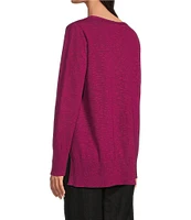 Eileen Fisher Organic Linen Cotton Blend V-Neck Long Sleeve Sweater